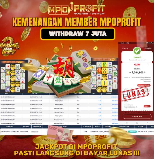 MPOPROFIT JACKPOT SLOT PGSOFT! KEMENANGAN MURNI DI (MAHJONG WAYS TOTAL RP. 7.000.000,- LUNAS)